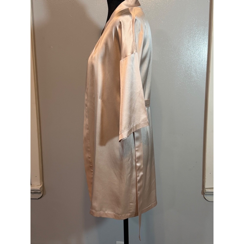 Slipintosoft 100% Silk Kimono Robe Champagne Tie Waist Luxury Lounge Large - Picture 3 of 13